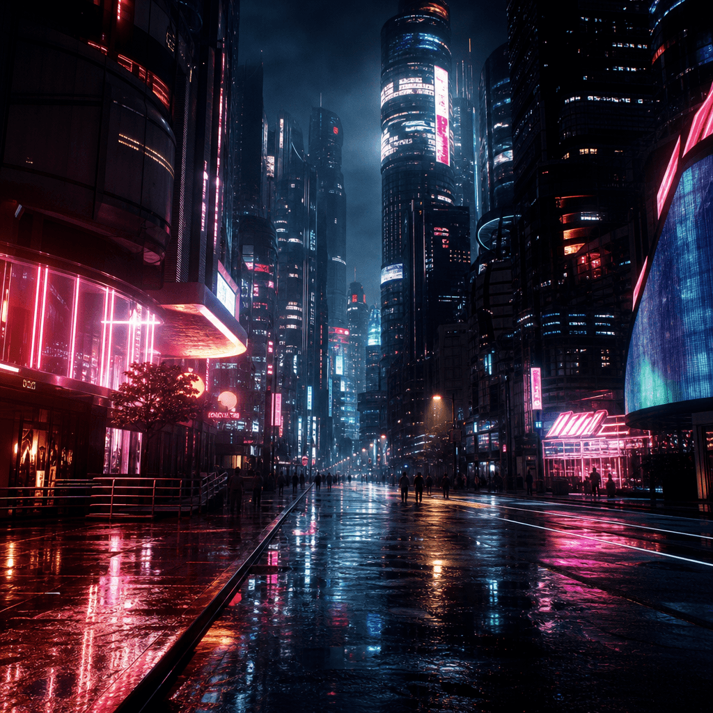 赛博雨夜城市 灵感图片